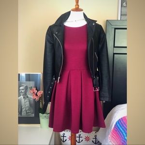 Boohoo Wine color skater dress